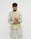 Soft Green Medallion Jaal Patterned Jacket Set